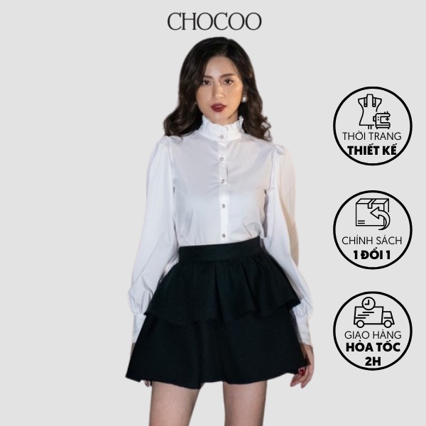 Áo sơ mi nữ CHOCOO Maeve Top thiết kế tay dài cổ tàu tay phồng cúc gài chất liệu cao cấp