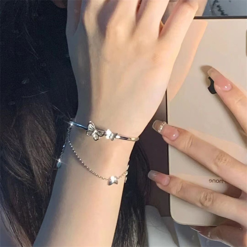 Vòng đeo tay RINHOO FRIENDSHIP mạ bạc kiểu dáng phong cách Hàn Quốc thời trang cho nữ
