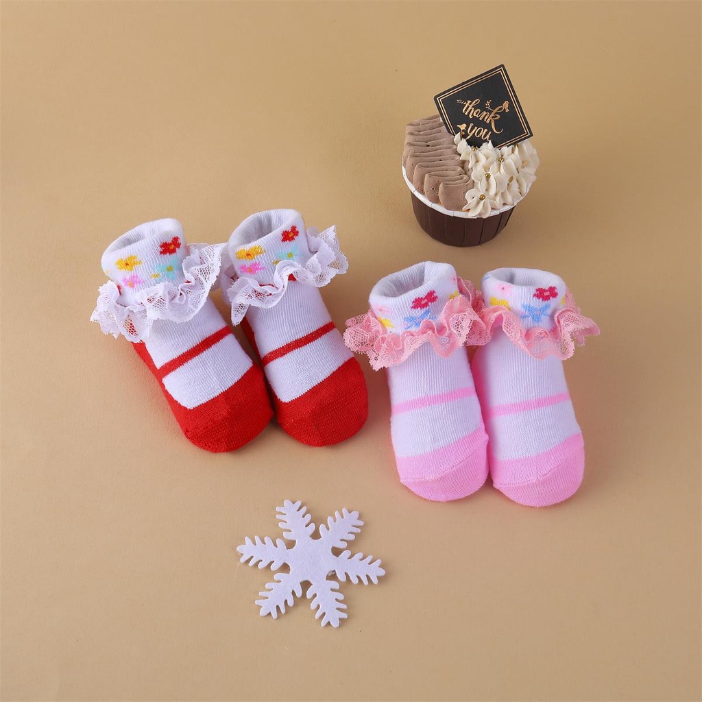 Set 6 Đôi Vớ Nhún Bèo Nhiều Màu Bằng Cotton Dành Cho Bé Gái Sơ Sinh / Bé Gái / Bé Gái Mới Biết Đi / Bé Gái