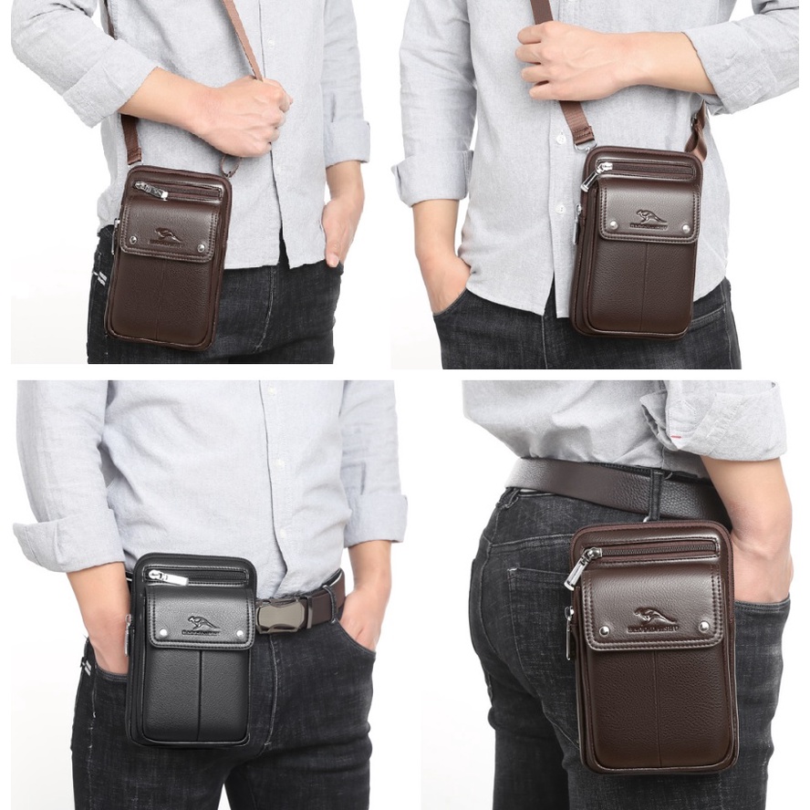 Túi Đeo Hông Thắt Lưng Nam Cao Cấp Thời Trang Hàn Quốc Da Pu Mềm Đẹp Chống Nước Đựng Điện Thoại Đeo Chéo Tiện Lợi