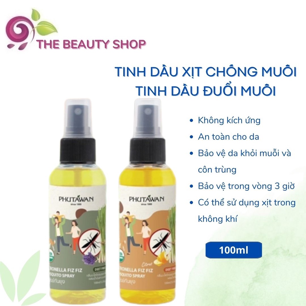 Tinh Dầu Xịt Chống Muỗi - Tinh Dầu Đuổi Muỗi, Côn Trùng Cho Bé Và Bà Bầu Phutawan Citronella Thái Lan 100ml