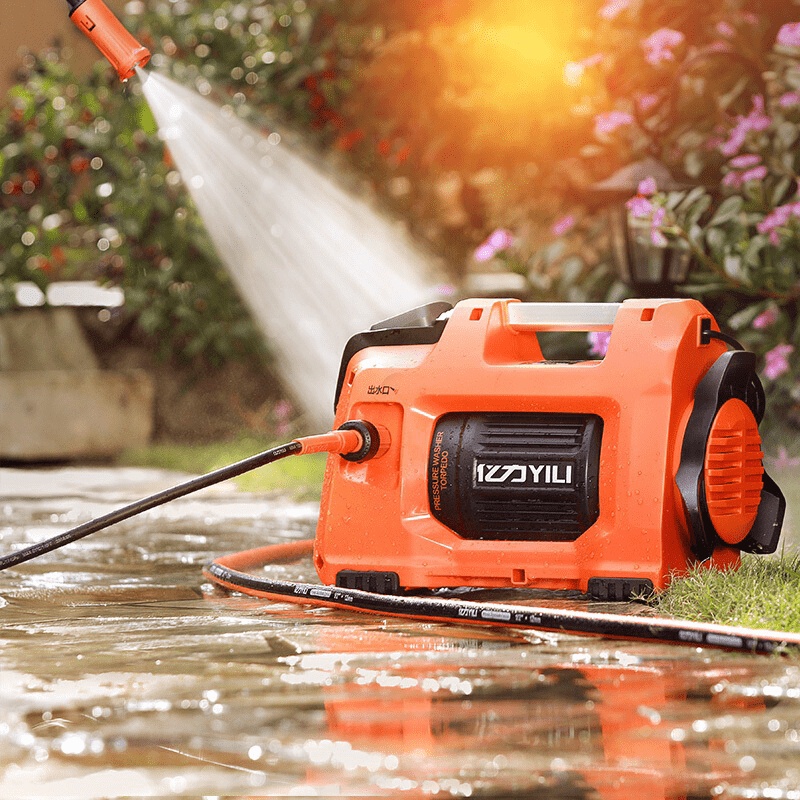 Máy Rửa Xe Áp Lực Cao Dùng Trong Gia Đình Yili Ylq4450G-O Tặng Kèm Nhiều Phụ Kiện Dùng Rửa Xe Cao Áp Ô Tô Xe Máy Mini Bả