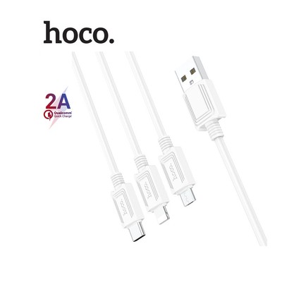 Cáp sạc Hoco X74 3IN1 Micro+Type-C+ip hổ trợ sạc 2.0A dài 1M ( Trắng )