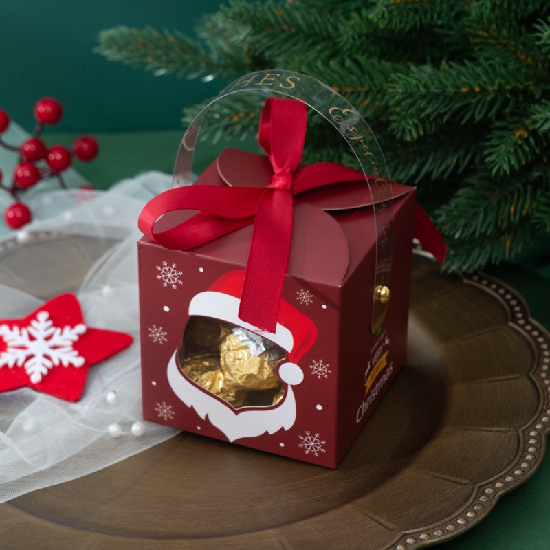 Hộp Giấy & Mica đựng bánh Quy, Chocolate, Quà Noel có quai xách