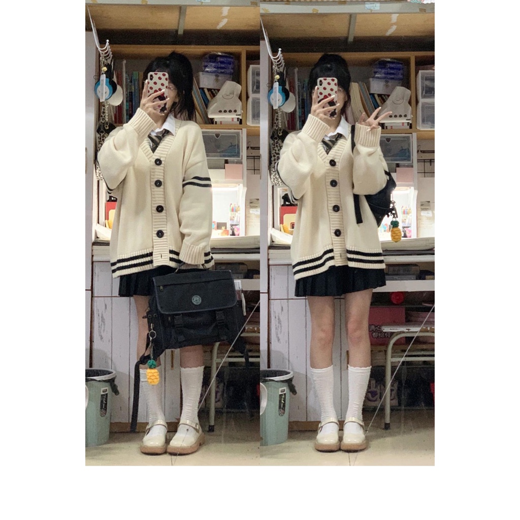 Áo khoác cardigan màu xám tay phồng -9106