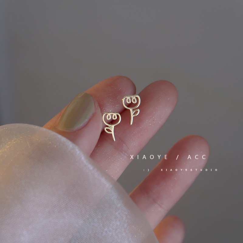 Bông Tai Mạ Bạc 925 Hình Hoa Tulip Phong Cách Mới Cao Cấp G112