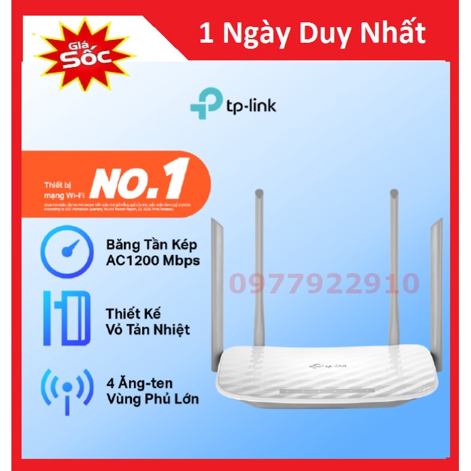 Router Wifi Băng Tần Kép AC1200 TP-Link- Hàng Chính Hãng