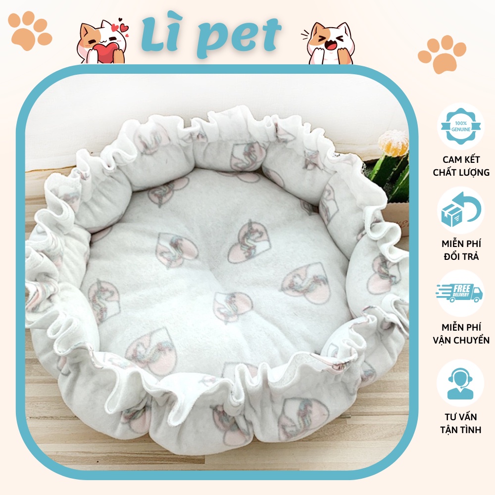 Đệm Cho Chó Mèo, Hoạ Tiết Đang Yêu, Ổ Nằm Chó Mèo Mùa Đông Dây Rút Điều Chỉnh Kích Thước Tuỳ Ý