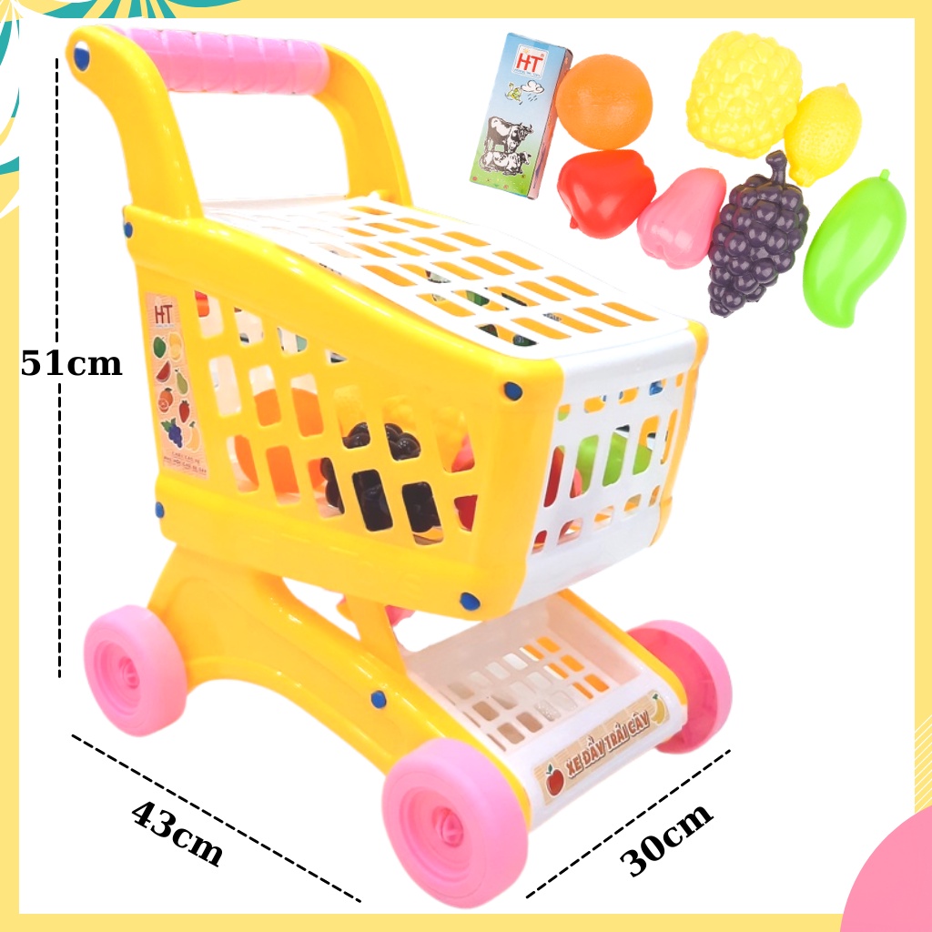 Xe đẩy siêu thị cho bé (kèm đồ chơi trái cây) HT7880
