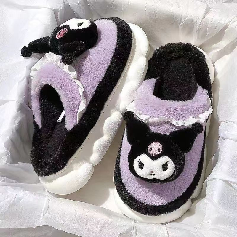 Hàng Mới Về Dép Bông Đi Trong Nhà Chống Trượt Hình Kuromi Sanrio Dễ Thương