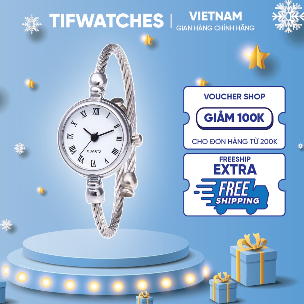 Đồng hồ nữ lắc tay KIKO Tif Watches mặt nhỏ cao cấp thon gọn sáng da phong cách Hàn Quốc bền đẹp giá rẻ size 22mm