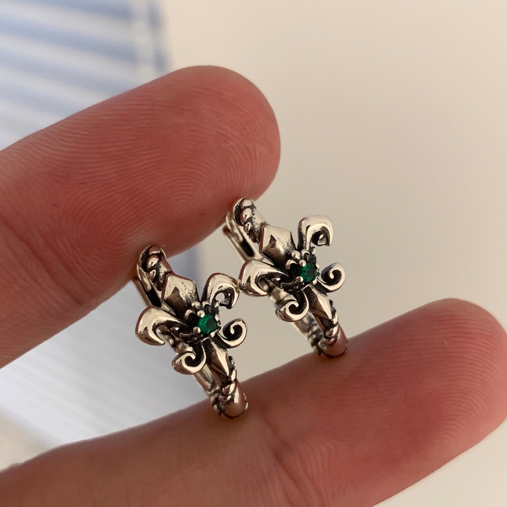 Bông Tai Kim Loại Đính Đá Zircon Phong Cách Hàn Quốc Cho Nam Nữ