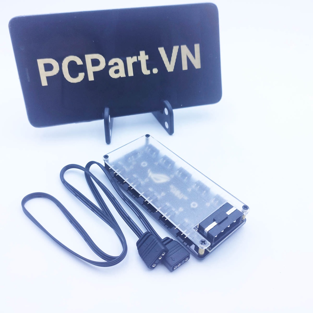 Hub, bộ chia ARGB 5V 3pin cho 10 quạt, thiết bị led ARGB đồng bộ mainboard logo ROG Republic of Gamers
