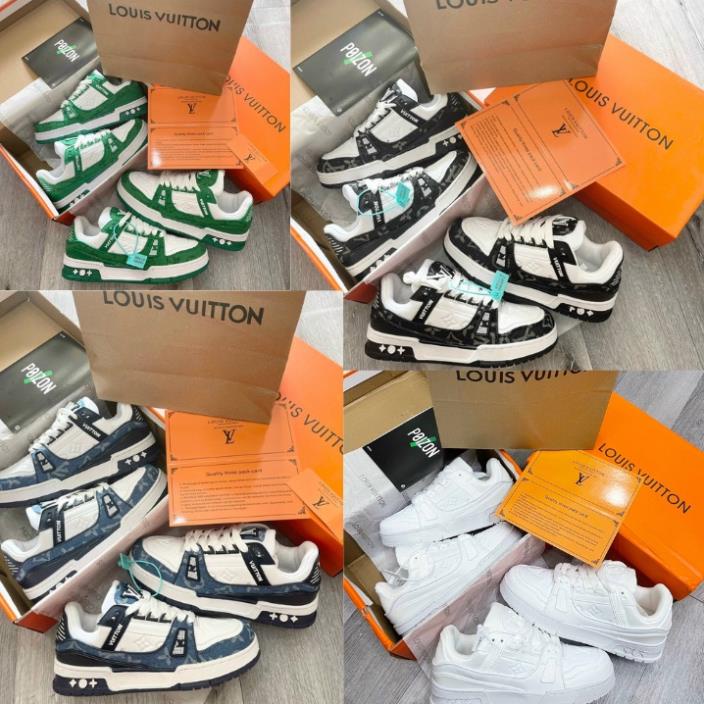 Giày LV Louis Vuitton Trainer Black White, Giày Sneaker LV Nam Nữ Hàng Cao Cấp , LV XANH LÁ QR666666