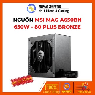 Nguồn máy tính msi mag a650bn 650w/550w - 80 plus bronze - hàng chính hãng