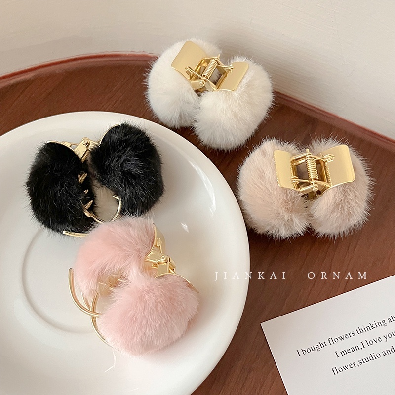 Kẹp Tóc Đuôi Ngựa Bằng Lông Nhung Dễ Thương Xinh Xắn Phong Cách Hàn Quốc Cho Bé Gái