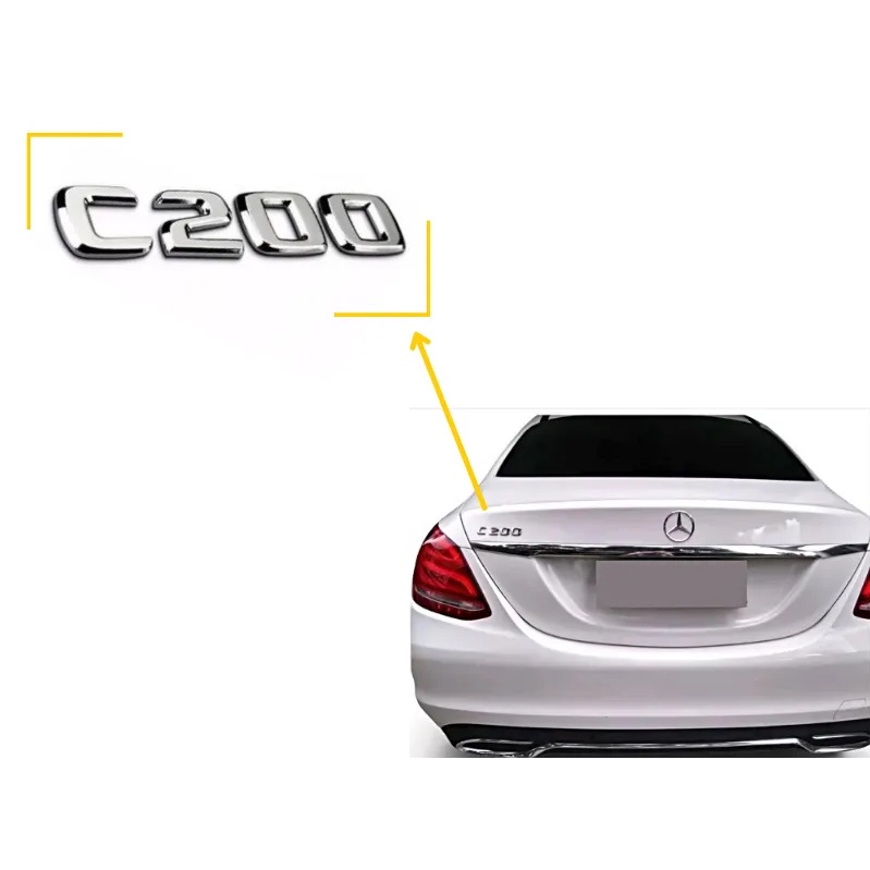 Miếng Dán Chữ Số 3D Trang Trí Xe Hơi Mercedes Benz C200