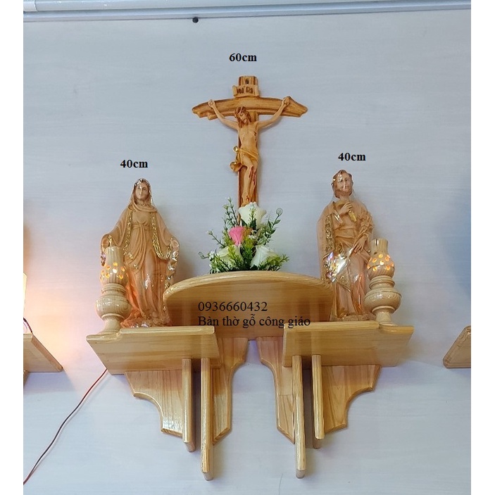 BỘ 3 TƯỢNG ĐỨC MẸ THÁNH GIUSE , THÁNH GIÁ CHÚA C.NẠN 46CM HOẶC 56CM COMPOSITE  màu nâu giống gỗ
