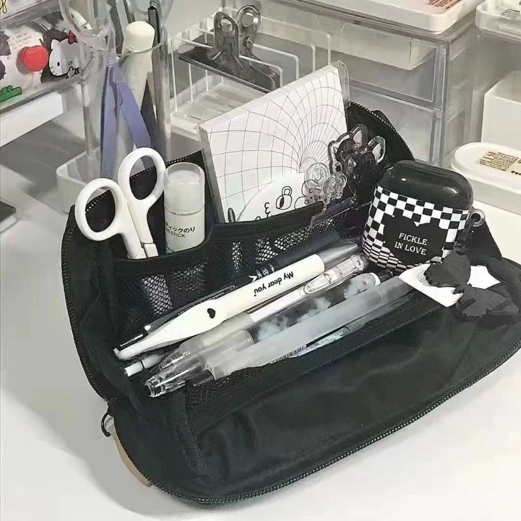 Túi Đựng Bút / Mỹ Phẩm Cỡ Lớn Chống Thấm Nước Phong Cách Hàn Quốc