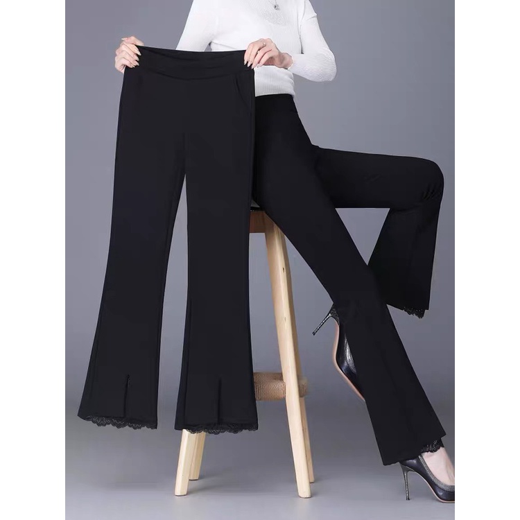 Quần  Ống Loe Nữ  Cạp chun bản to,có big size , Ống Phối ren sang chảnh mặc đi làm, đi học, đi chơi, -MÃ 666