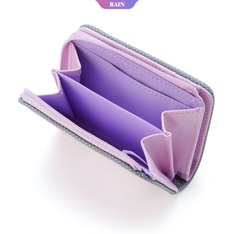 Sanrio Ví Da Pu Gập Có Khóa Kéo Đựng Tiền Xu In Hình Anime Hello Kitty My Melody Kuromi Cinnamoroll Đáng Yêu Cho Nữ [RAIN]