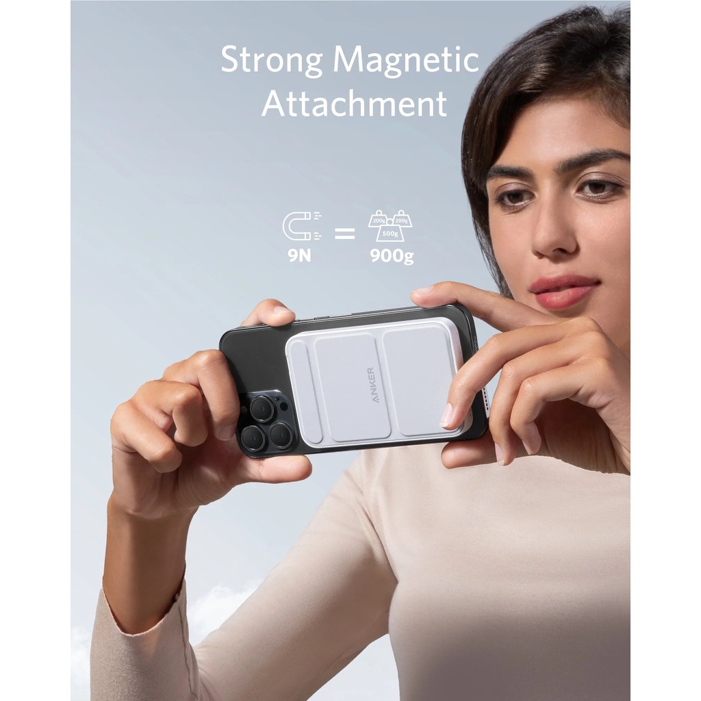 Sạc Dự Phòng Anker MagGo 622 màu tím cho điện thoại iP 12 13 Hít Từ Tính 5000mAh