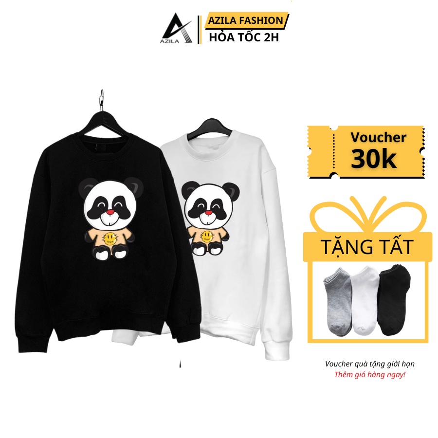 Áo Sweater Panda Gấu Trúc Azila TD115 - Áo Nỉ Nam Nữ Tay Dài Thu Đông Phong Cách Hàn Quốc Hình Panda