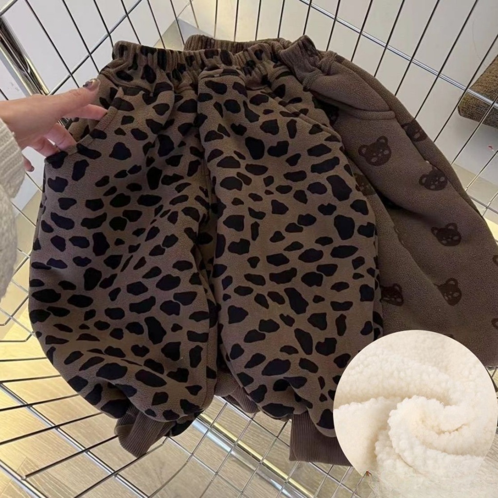 Quần Dài Vải Len Phối Nhung Dày Dặn Thời Trang Cho Bé