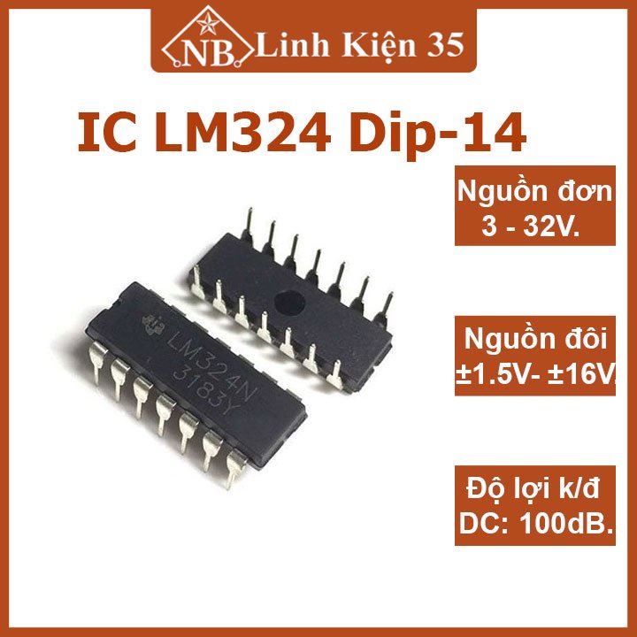 Ic chức năng LM324 chân cắm Dip-14