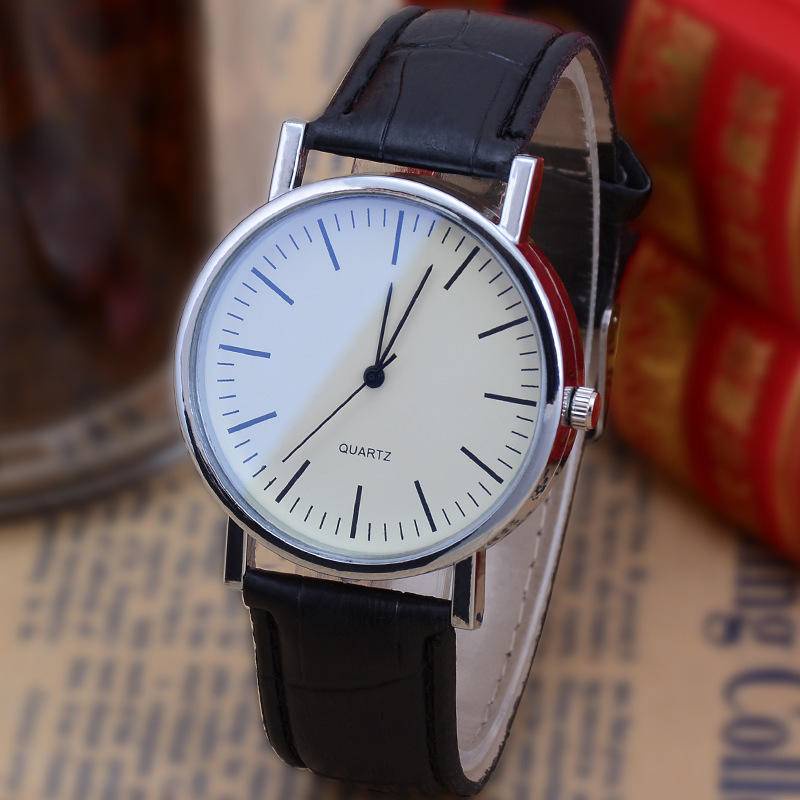 Đồng Hồ Quartz Mặt Kính Xanh Dây Da Trời Thời Trang Cho Nam