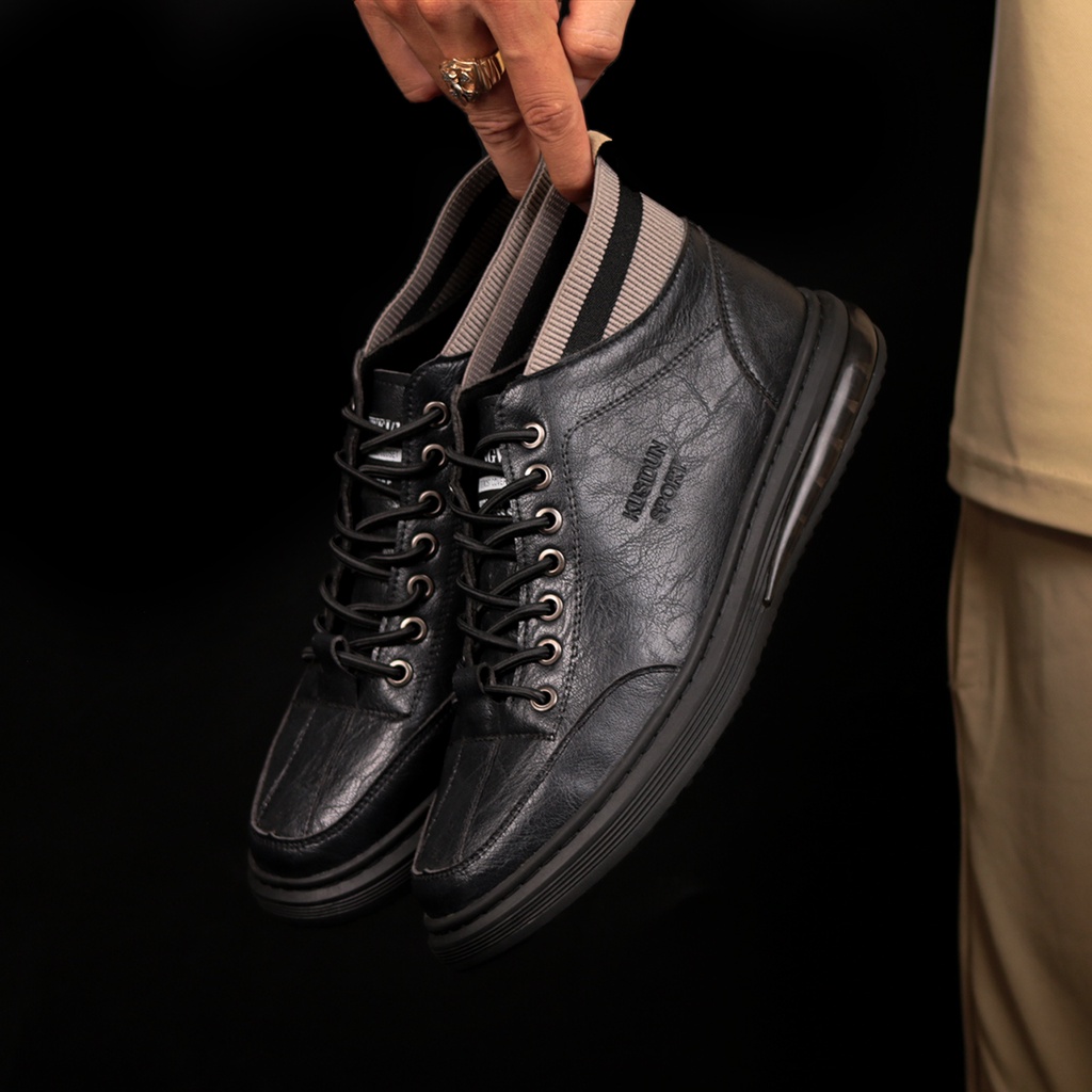 Giày sneaker nam BARITTA cổ lửng da nappa dây thông minh co giãn đế cao su đệm hơi tăng 3cm -  BRT06