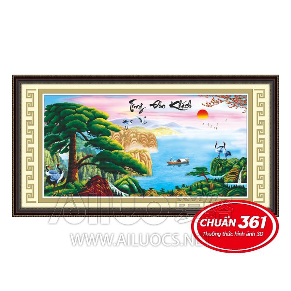 Tranh thêu chữ thập phong cảnh Tùng Đón Khách 3D 5D Ailuo AL53326