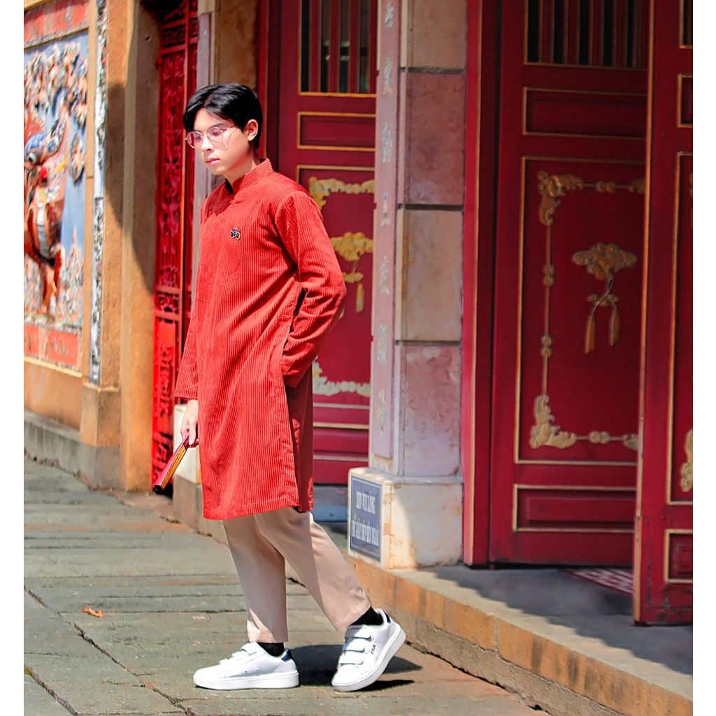 Áo dài nam cách tân màu Nâu phong cách hoài cổ