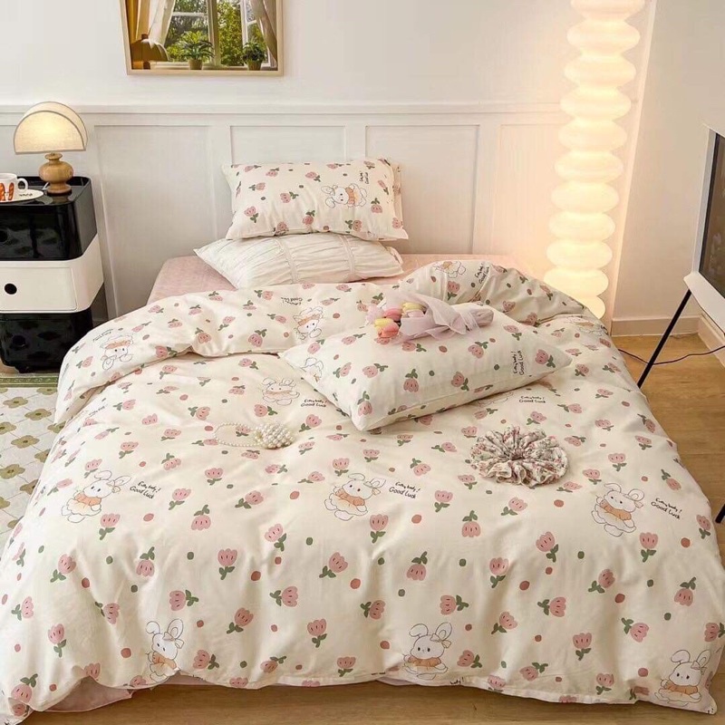 Bộ chăn ga Cotton Living 4 món 100% cotton hàng nhập