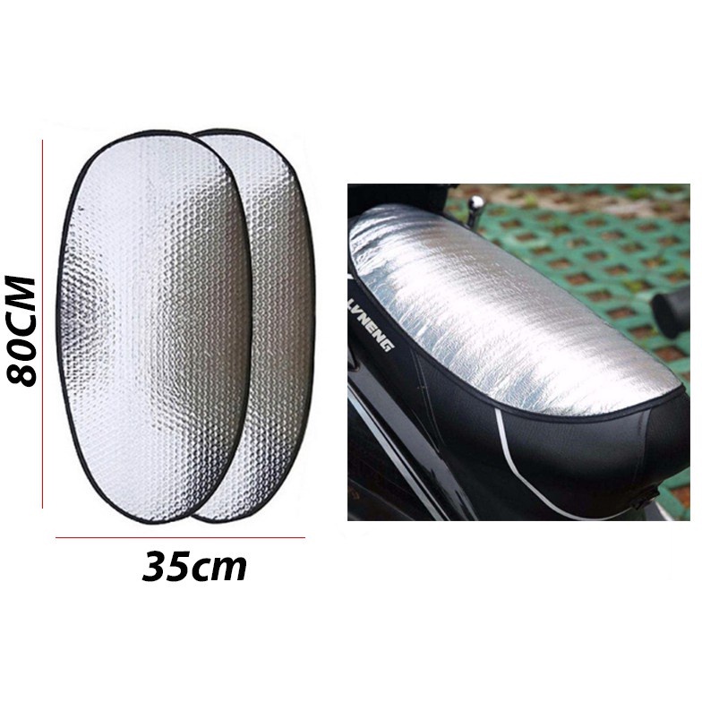 Miếng che yên xe máy, tấm lót cách nhiệt che nắng chống nóng yên xe , che bụi, che mưa 2 lớp tráng bạc (60 X 33)CM