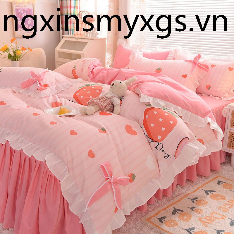 Vỏ Gối Chăn Và Ga Giường Nhồi Bông Phong Cách Công Chúa Hàn Quốc Đáng Yêu Dành Cho Bé Gái
