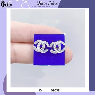 Bông tai/khuyên tai bạc ta, bạc s925 quiin - hình chữ x dành cho nữ 0303b