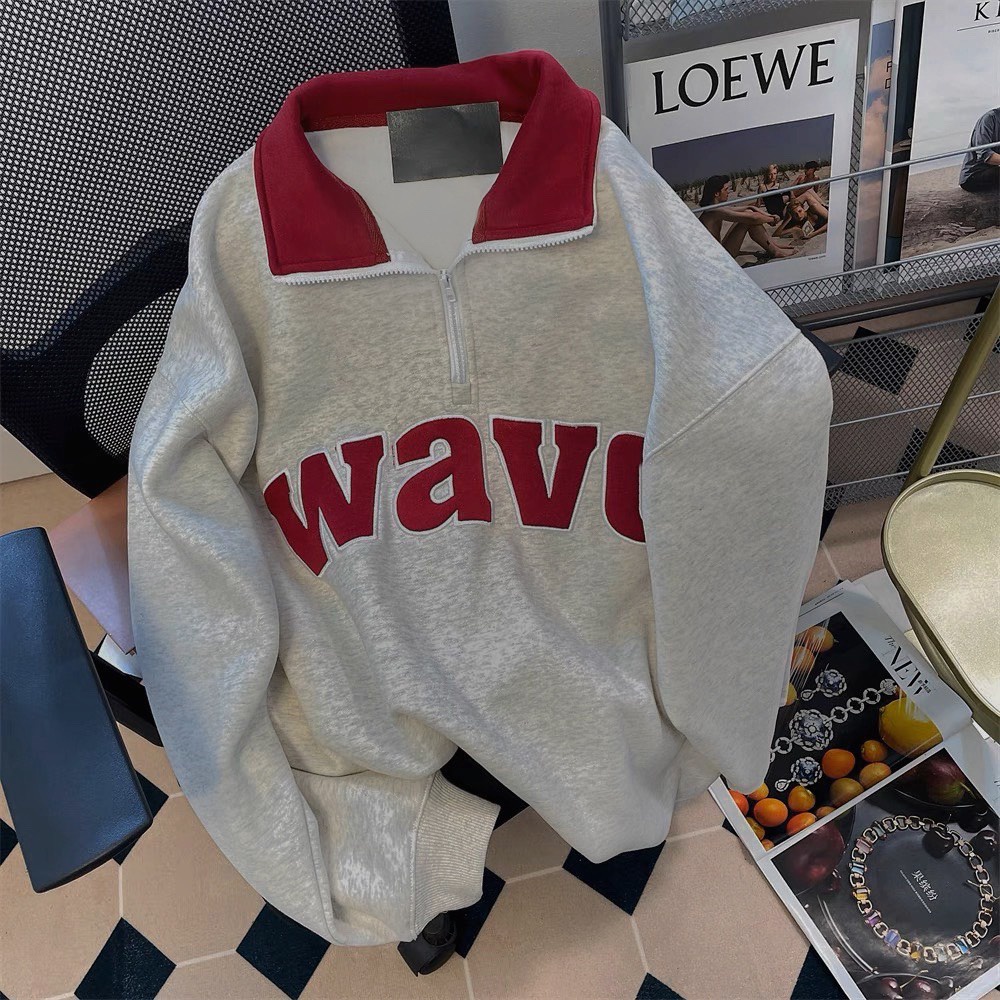 Áo Sweater nỉ bông cổ trụ WAVE unisex nam nữ (Ảnh thật/Có sẵn)