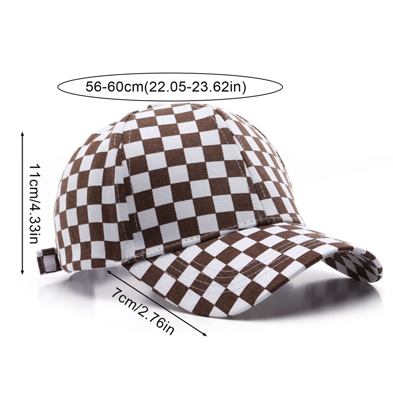 Nón Lưỡi Trai Họa Tiết Caro Trắng Đen Phong Cách Harajuku Cho Nam Nữ