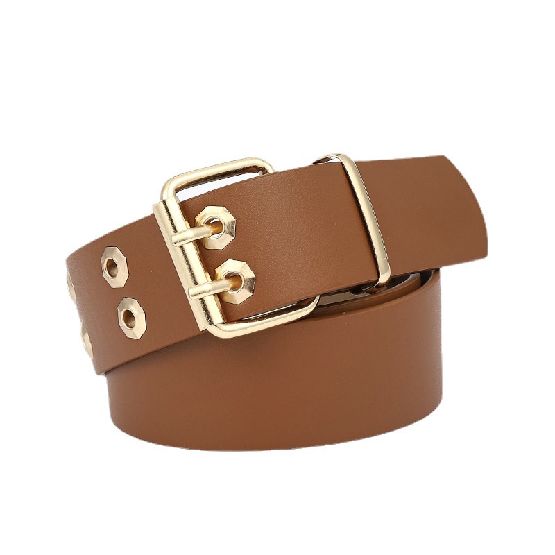 Thắt Lưng Hai Hàng Khóa Kim Loại Màu Vàng Kim Trang Trí Quần Jean Thời Trang Hàng Mới Dành Cho Bạn Nữ Hàng Có Sẵn