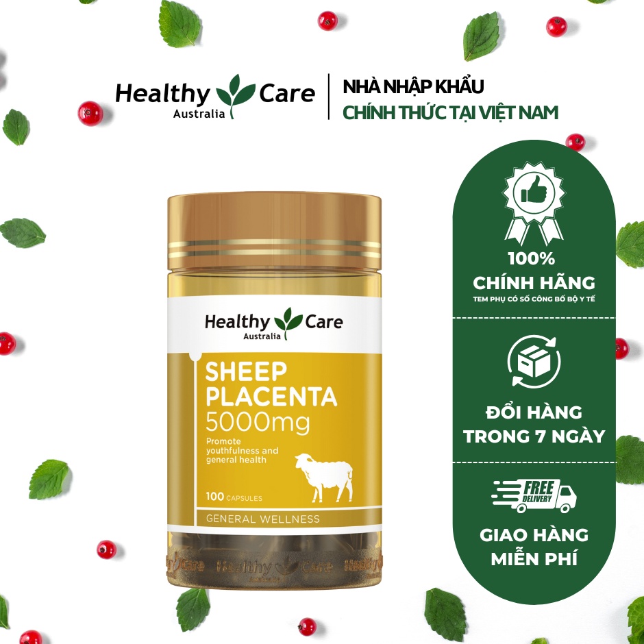 Viên Nhau Thai Cừu Healthy Care Sheep Placenta 5000mg Lọ 100 Viên Chính Hãng