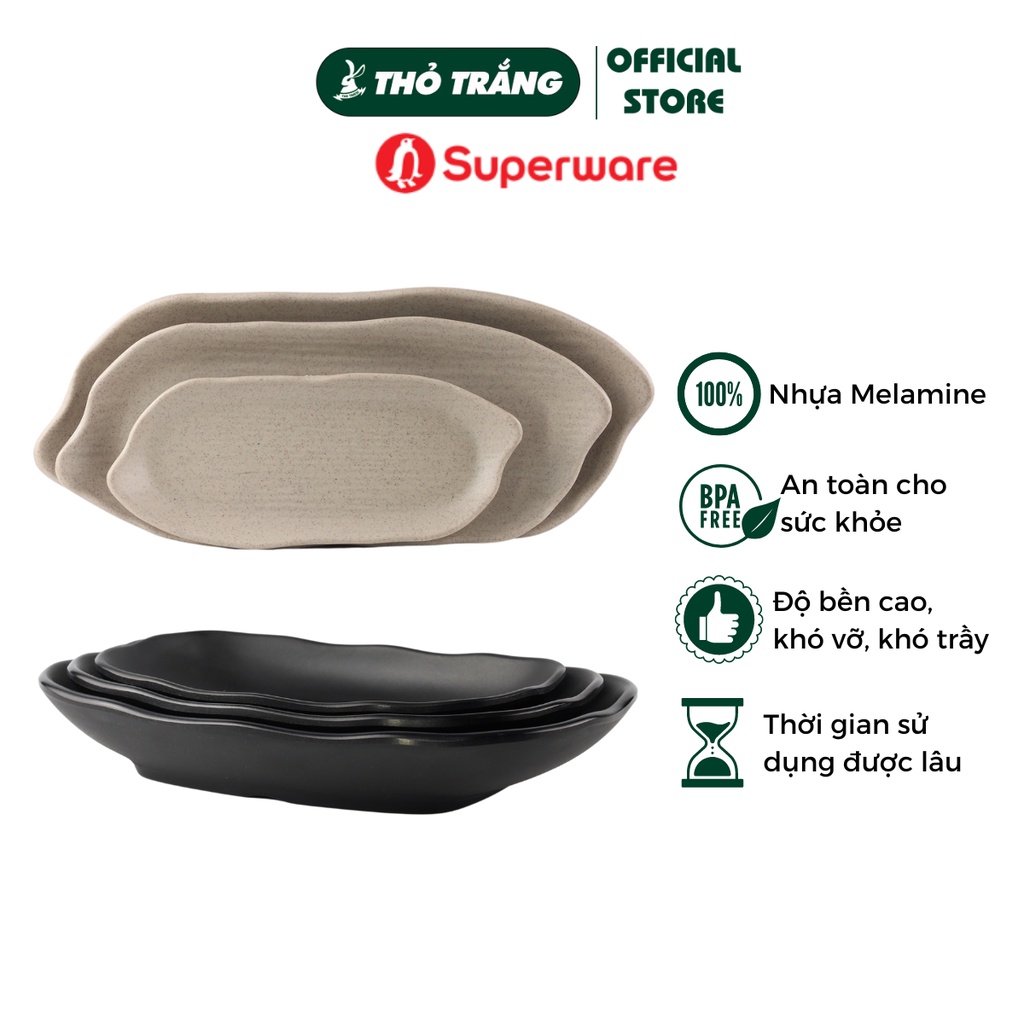 Dĩa nhựa nhám Melamine Srithai Superware cao cấp đa đạng kiểu dáng, màu sắc