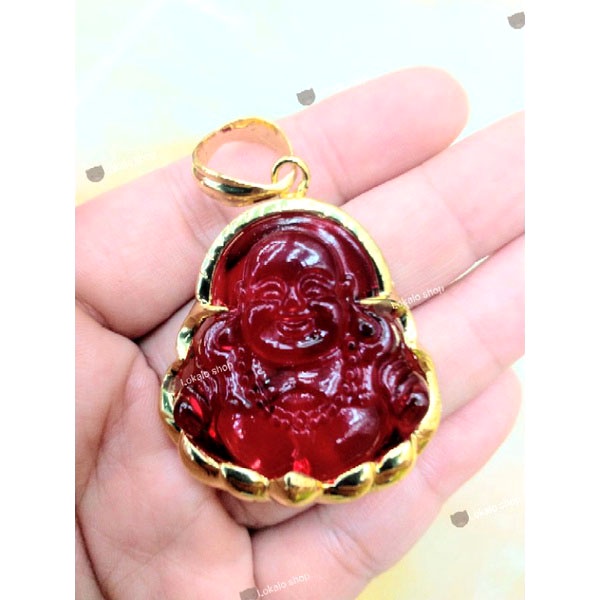 Mặt Dây Chuyền Nam Phật Phật Di Lạc Cẩm Thạ.ch Đỏ 050R - Mang đi chơi, đi tiệc rất đẹp