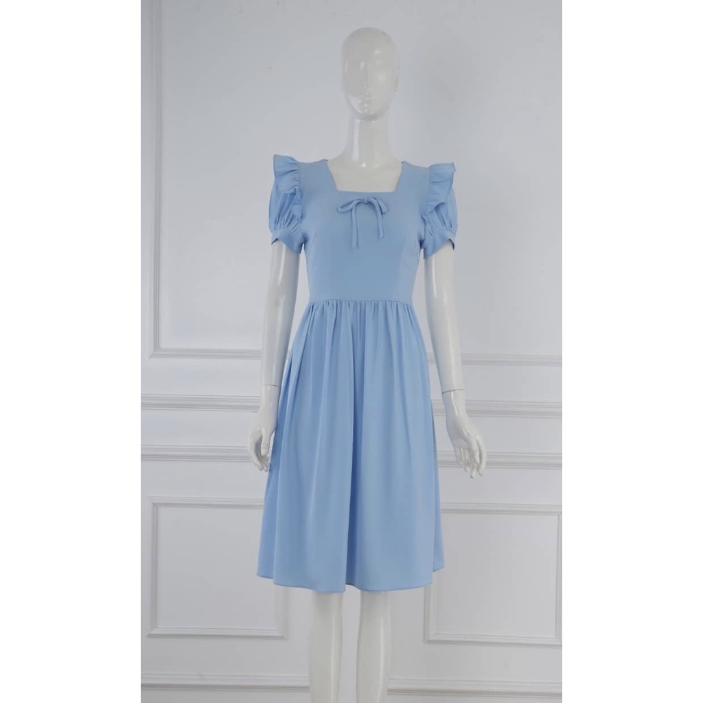 Đầm xòe cổ vuông tay bồng nhún bèo siêu xinh thiết kế cao cấp tkfashion - dkb154