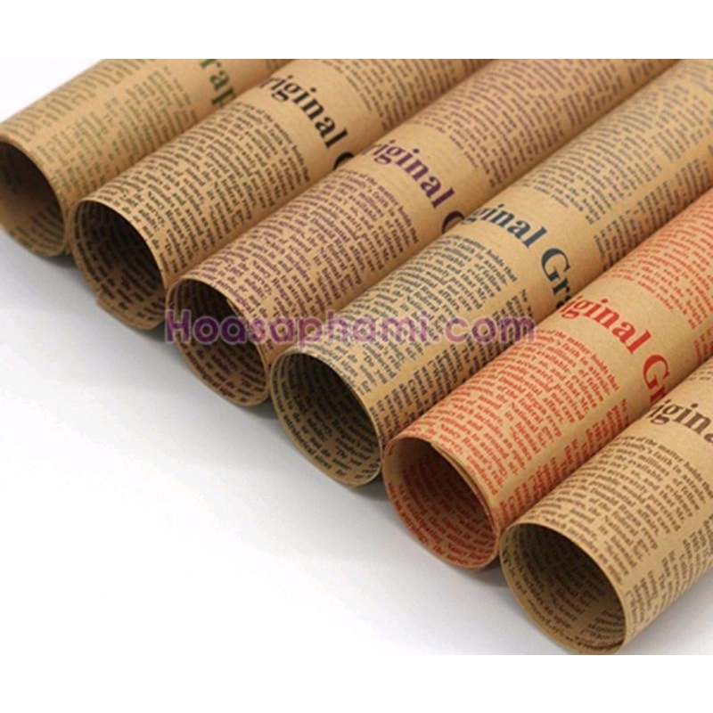 GIẤY BÁO GÓI HOA, GÓI QUÀ 80x60cm - GIẤY KRAFT HỌA TIẾT CHỮ HÀN QUỐC