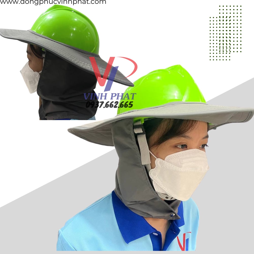 Vành mũ nón che nắng bảo hộ màu xám cho công nhân lao động chất lượng đảm bảo an toàn