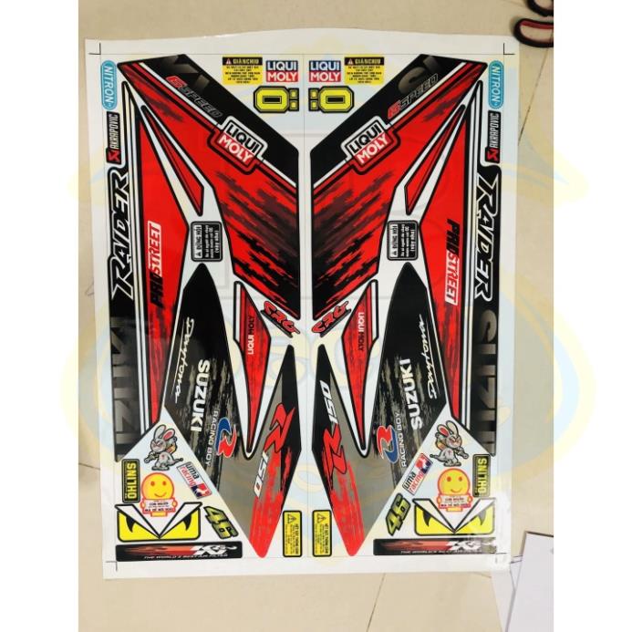 FREE SHIP + SALE SỐC +DECAL PVC 5 LỚP CHẤT LƯỢNG CAO Tem rời raider fi đỏ đen