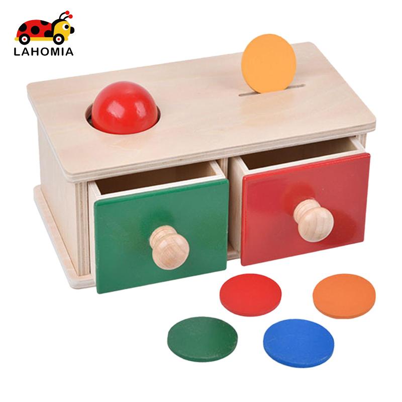 LAHOMIA Set hộp đồ chơi ghép nối hình dạng có ngăn kéo bằng gỗ nhiều màu sắc đáng yêu tiện lợi