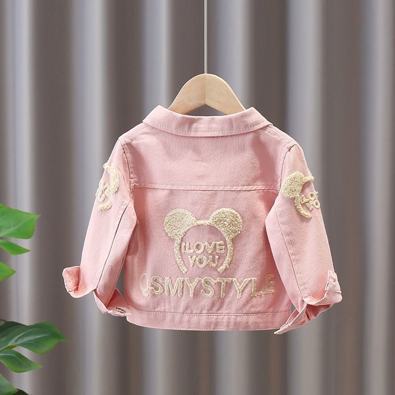 Áo Khoác Denim Họa Tiết Thêu Phong Cách Mới Cho Bé Gái