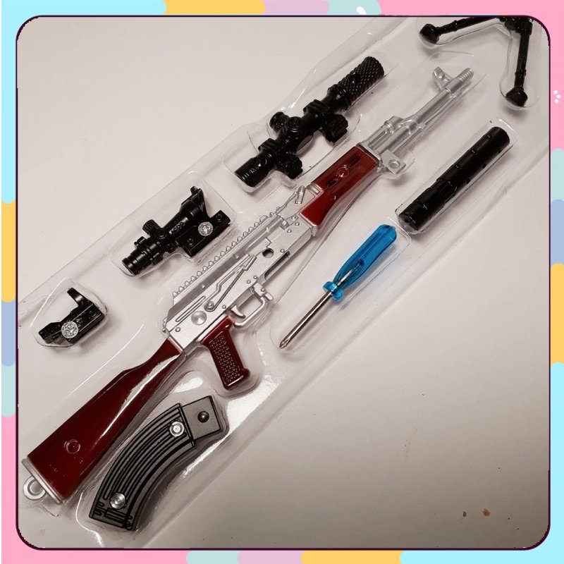 Mô hình kim loại lắp ráp AKM AK47 Skin cực đẹp PUBG mini siêu đẹp dài 22cm mô hình trưng bày sưu tầm